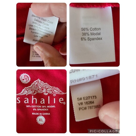 Sahalie Midi Dress XL Cotton Modal Spandex Blend Stretch Red Short Sleeve - Picture 7 of 10